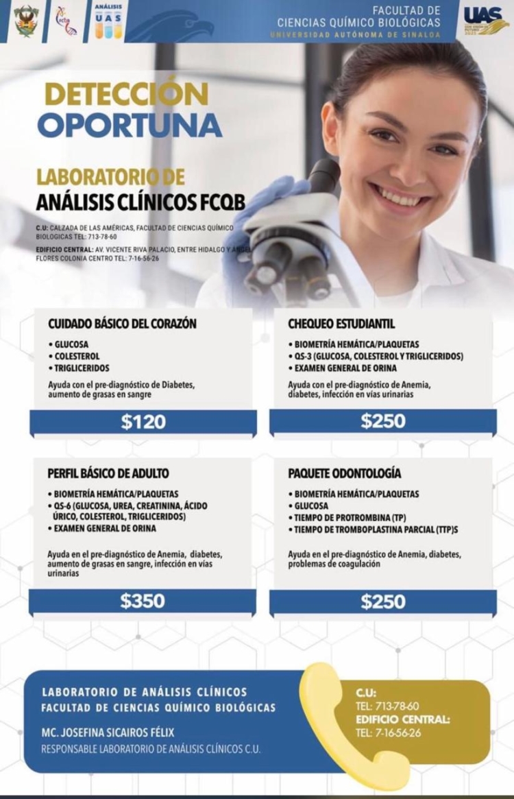 &iquest;Cu&aacute;ndo fue tu &uacute;ltimo chequeo? La UAS invita a la poblaci&oacute;n a aprovechar sus servicios de an&aacute;lisis cl&iacute;nicos de alta calidad y bajo costo